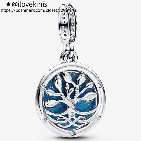 Pandora Glow-in-the-dark Infinity Tree Double Dangle Charm - Picture 1 of 5